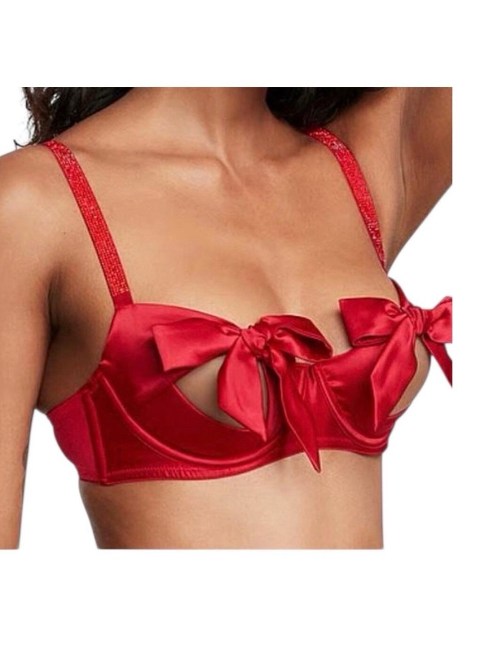 Victoria's Secret small Dream Angels bow cutout balconette bra BC 3189